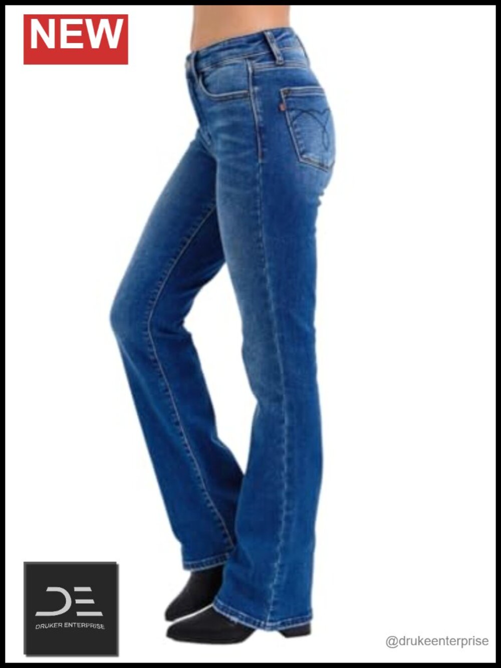 Mid Rise Bootcut Jeans Thermal Lined Cotton Stretch